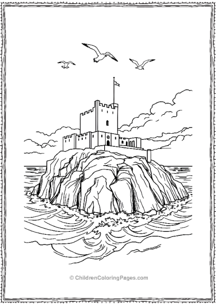 Saint Patrick’s Coastal Castle With Seagulls Free PDF Printable