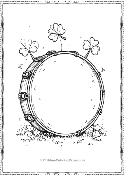 Saint Patricks Day Bodhran With Shamrocks Scaled Free PDF Printable