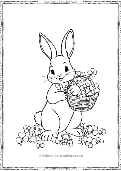 Saint Patricks Day Bunny With Shamrock Basket Scaled Free PDF Printable