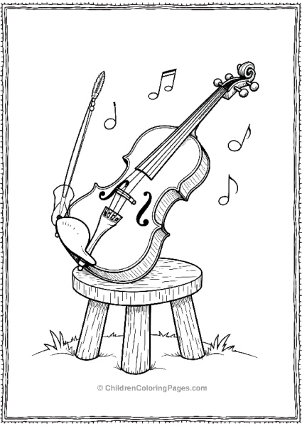 Saint Patrick’s Day Fiddle On A Stool Free PDF Printable