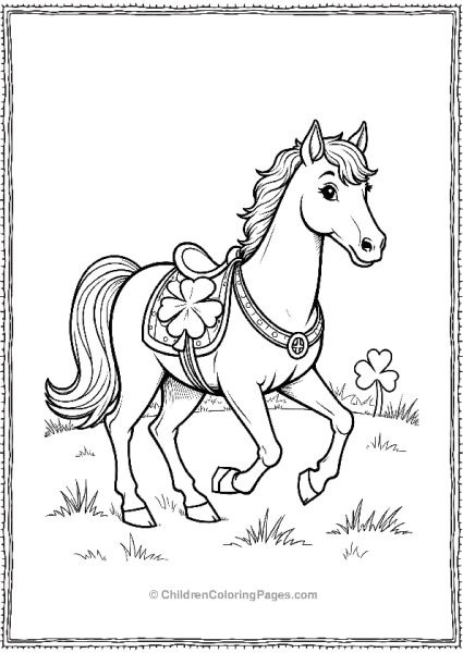 Saint Patrick’s Day Horse With Clover Saddle Free PDF Printable