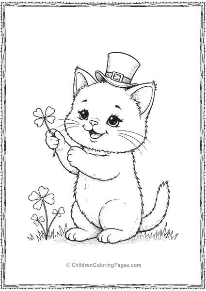 Saint Patrick’s Day Kitten With Shamrock Free PDF Printable