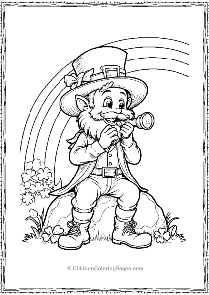 Saint Patrick’s Day Leprechaun Playing Tin Whistle Free PDF Printable