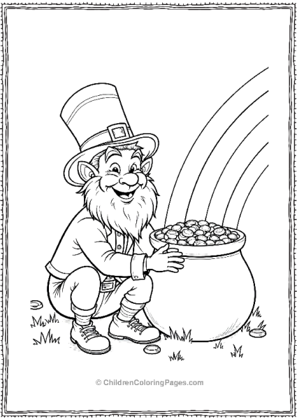 Saint Patrick’s Day Leprechaun With Pot Of Gold Free PDF Printable