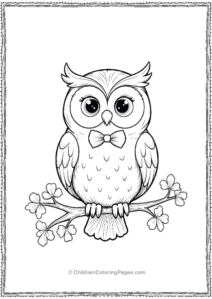 Saint Patrick’s Day Owl On Clover Branch Free PDF Printable