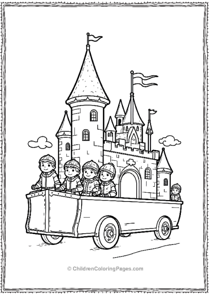 Saint Patrick’s Day Parade Float With Castle And Children Free PDF Printable