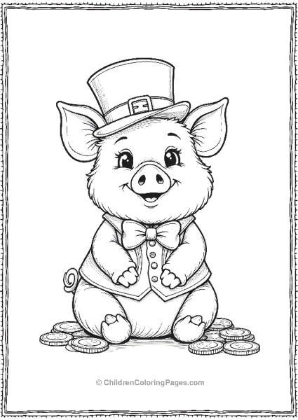 Saint Patrick’s Day Pig In Leprechaun Outfit Free PDF Printable