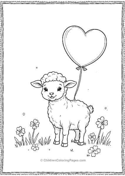 Saint Patrick’s Lamb With Heart Balloon Free PDF Printable