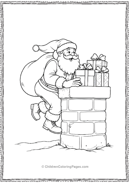 Santa Climbing Down A Chimney Free PDF Printable