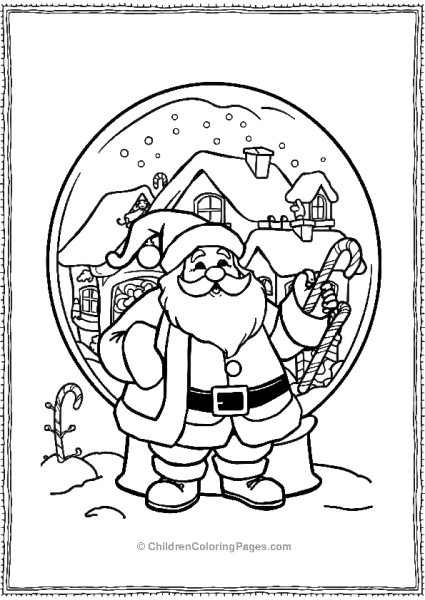 Santas Workshop Santa Standing Outside His Toy Workshop Featuring A Snow Globe Free PDF Printable