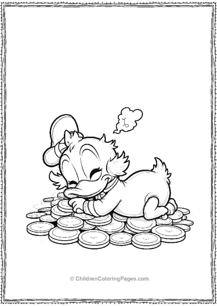 DuckTales Scrooge Sleeping On Pile Of Coins Free PDF Printable