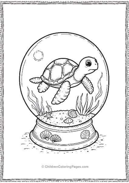 Sea Turtle And Starfish Featuring A Snow Globe Free PDF Printable