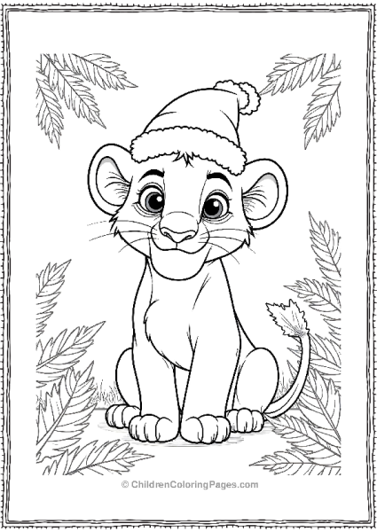 Simba Wearing A Santa Hat Free PDF Printable