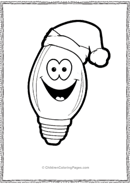 Smiling Christmas Light Bulb In A Santa Hat Free PDF Printable