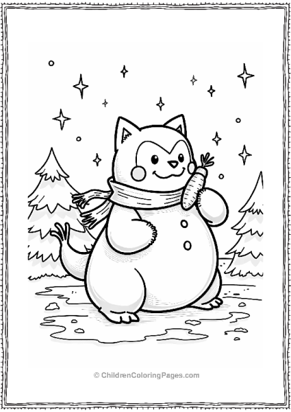 Snorlax Building A Snowman At Christmas Free PDF Printable