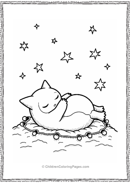 Snorlax Sleeping Under Christmas Stars Free PDF Printable