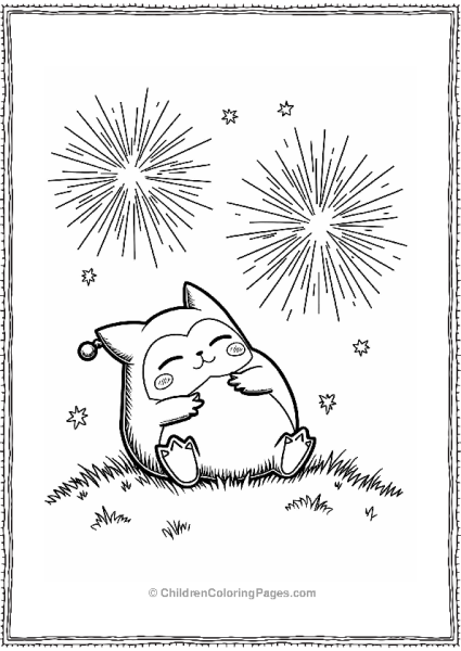 Snorlax Sleeping Under Fireworks Free PDF Printable