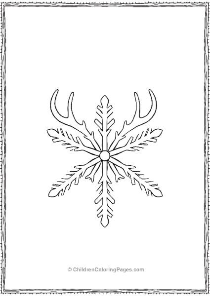 Snowflake With Deer Antlers Free PDF Printable