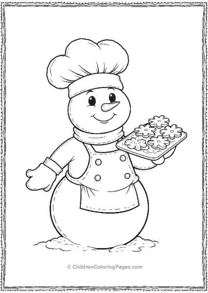 Snowman Baker Wearing A Chefs Hat And Apron Free PDF Printable