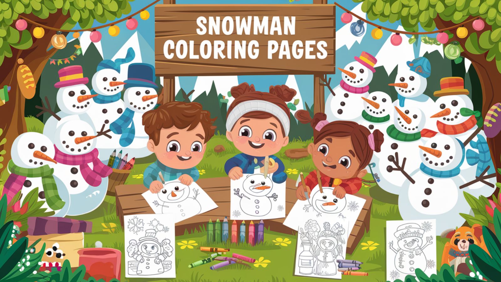 Snowman Coloring Pages- Free PDFs For Children☃️🌨️❄️🎄