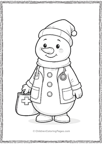 Snowman Doctor With Stethoscope Free PDF Printable