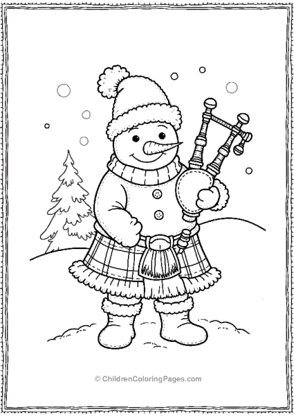 Snowman Dressed In Scottish Attire Free PDF Printable