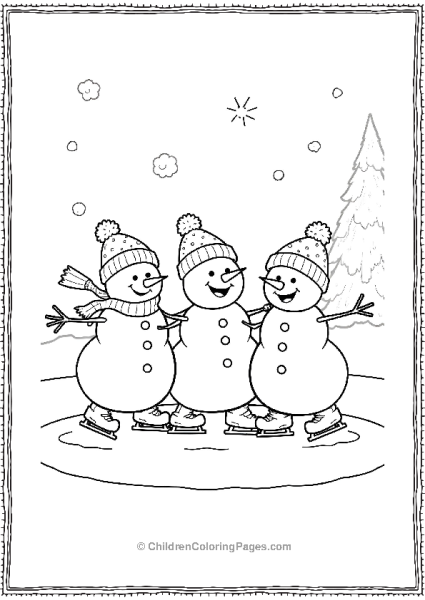 Snowman Family Of Three Wearing Different Hats Free PDF Printable