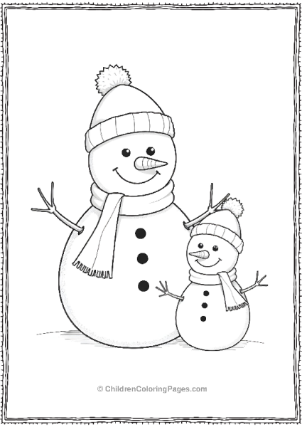 Snowman Family With A Large Snowman And A Smaller Snowman Free PDF Printable