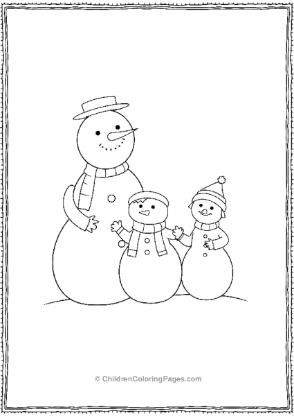 Snowman Family With Large Medium And Small Snowmen Free PDF Printable