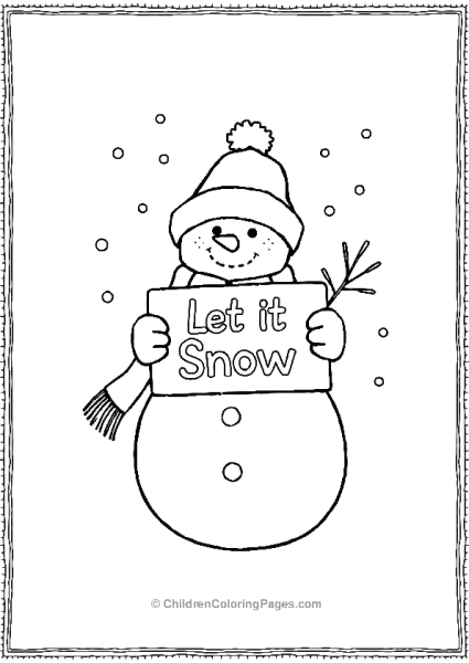 Snowman Holding A Sign That Says Let It Snow Free PDF Printable