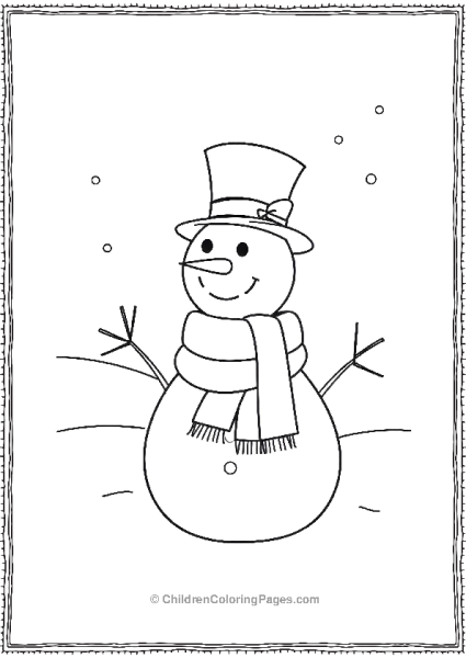 Snowman In A Sleek Top Hat With A Ribbon And A Mustache Free PDF Printable