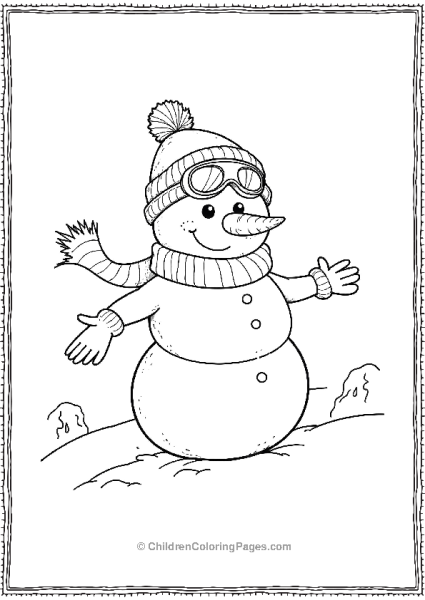 Snowman Pilot Wearing Goggles And A Scarf Flying Free PDF Printable