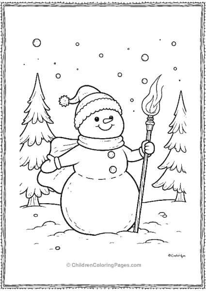 Snowman With A Cape Holding A Small Glowing Orb Free PDF Printable