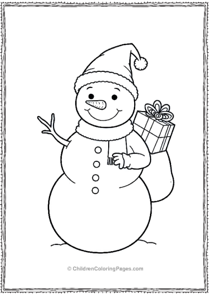 Snowman With A Gift Bag Free PDF Printable