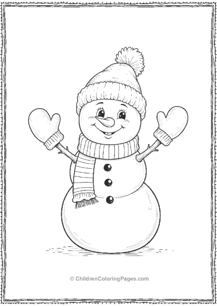 Snowman With Striped Scarf And Mittens Free PDF Printable