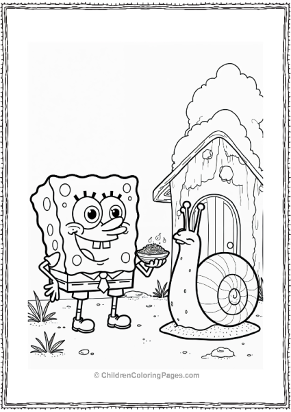 SpongeBob And Gary The Snail In Front Of SpongeBob’s House Free PDF Printable