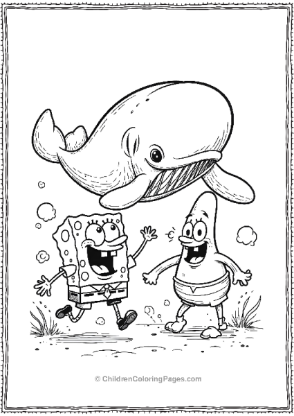 SpongeBob And Squidward Being Chased By A Large Friend Free PDF Printable