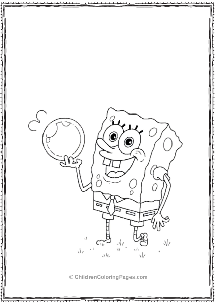 SpongeBob Blowing A Giant Bubble With His Face Show Free PDF Printable