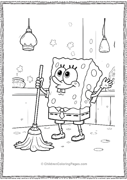 SpongeBob Cleaning The Krusty Krab Floor Free PDF Printable