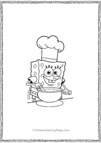 SpongeBob Dressed As A Chef Wearing A Tall Chefs Hat Free PDF Printable