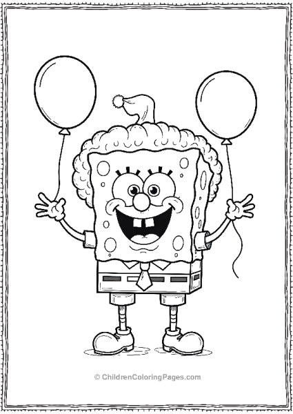 SpongeBob Dressed As A Clown With A Big Red Nose Free PDF Printable