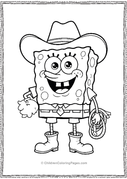 SpongeBob Dressed As A Cowboy With A Hat Boots Free PDF Printable