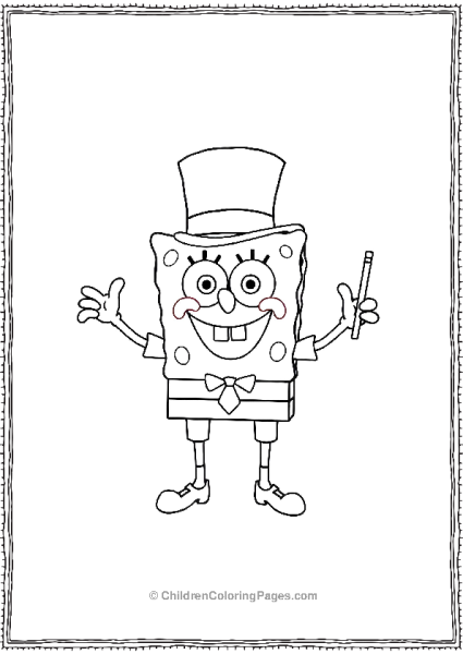 SpongeBob Dressed As A Magician With A Top Hat Free PDF Printable