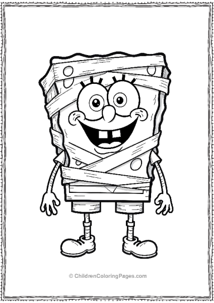 SpongeBob Dressed As A Mummy Wrapped In Bandages Free PDF Printable