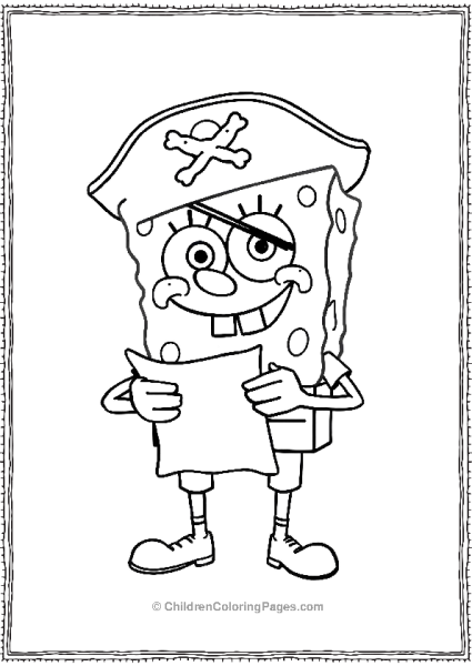 SpongeBob Dressed As A Pirate Wearing An Eye Patch Free PDF Printable