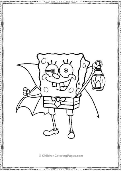 SpongeBob Dressed As A Vampire With A Cape And Fangs Free PDF Printable