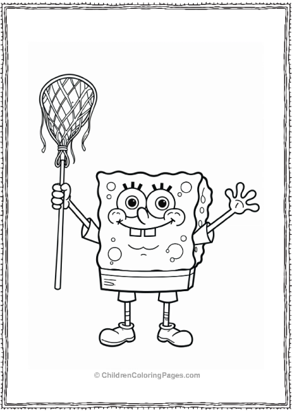 SpongeBob Dressed In His Jellyfishing Gear Holding A Net Free PDF Printable