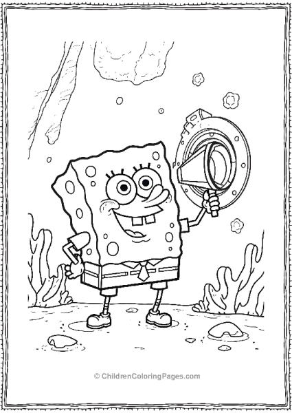 SpongeBob Exploring A Sunken Shipwreck Free PDF Printable