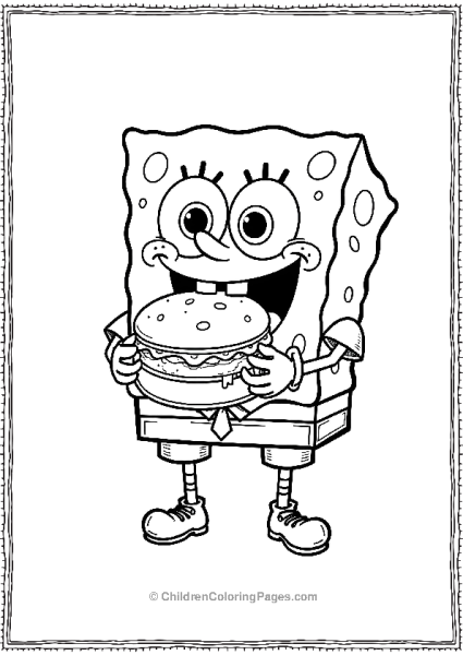 SpongeBob Holding A Krabby Patty With Both Hands Free PDF Printable