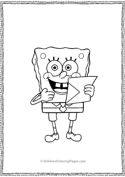 SpongeBob Holding A Letter From Sandy Smiling Free PDF Printable